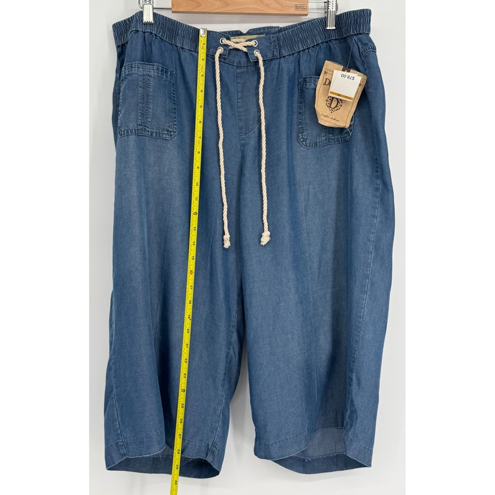 Democracy Indigo Blue Cropped Pull-On Wide Leg Pants - Picture 2 of 14